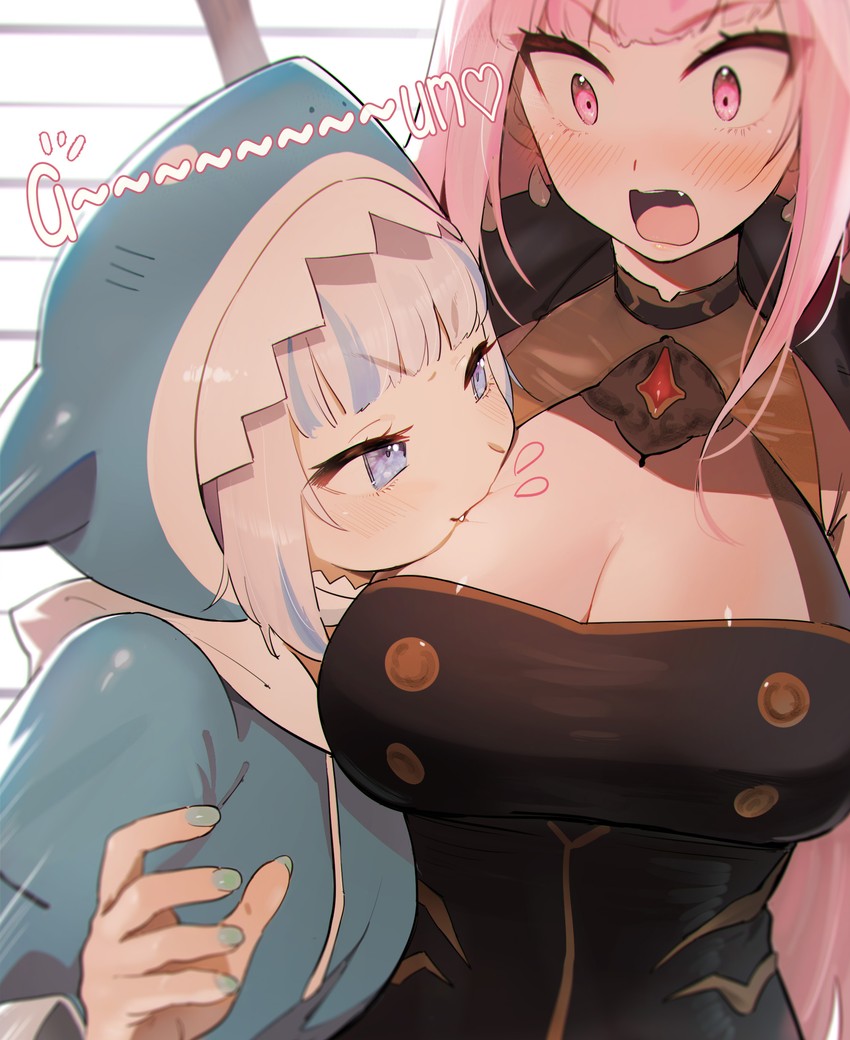 gawr gura and mori calliope (hololive and 1 more) drawn by sapysha