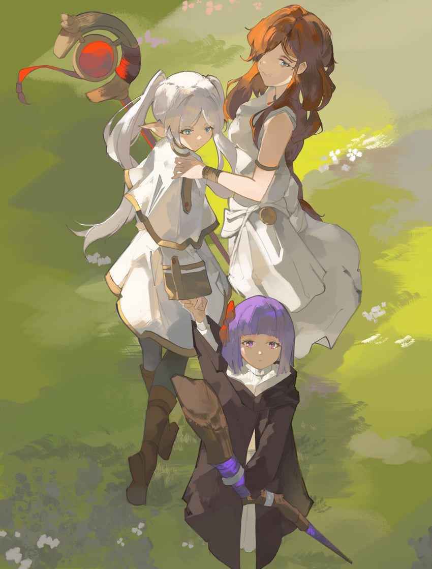 frieren, fern, and flamme (sousou no frieren) drawn by saturn_(saturn_illus)