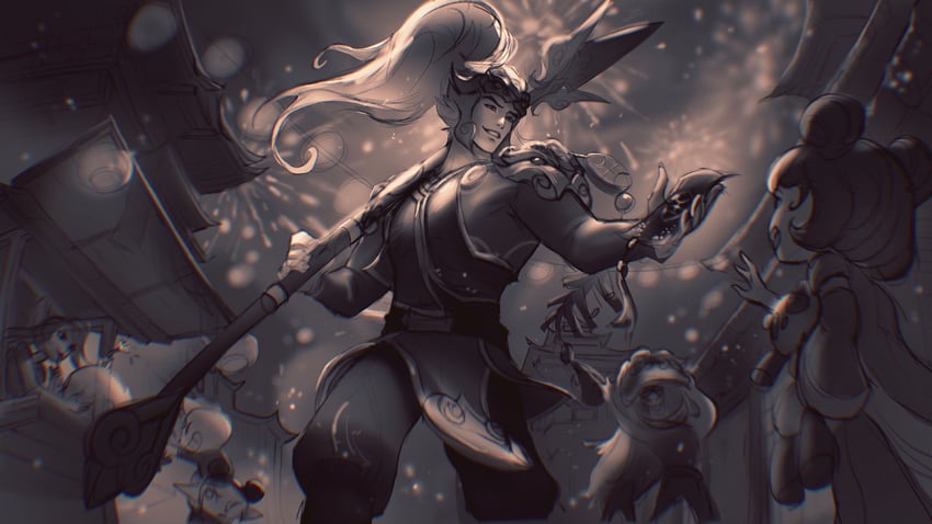 jinx, annie, sett, tristana, teemo, and 7 more (league of legends) drawn by zoe_(crownsforkings)