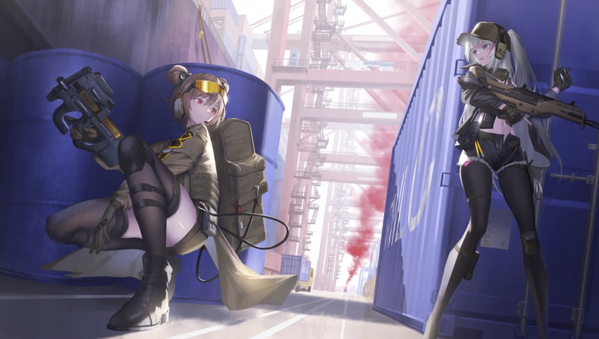 p90 and mdr (girls' frontline and 1 more) drawn by yakupan