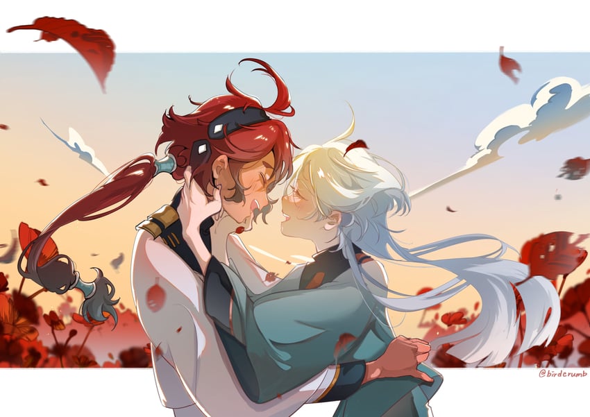 suletta mercury and miorine rembran (gundam and 1 more) drawn by rhea_(birdcrumb)