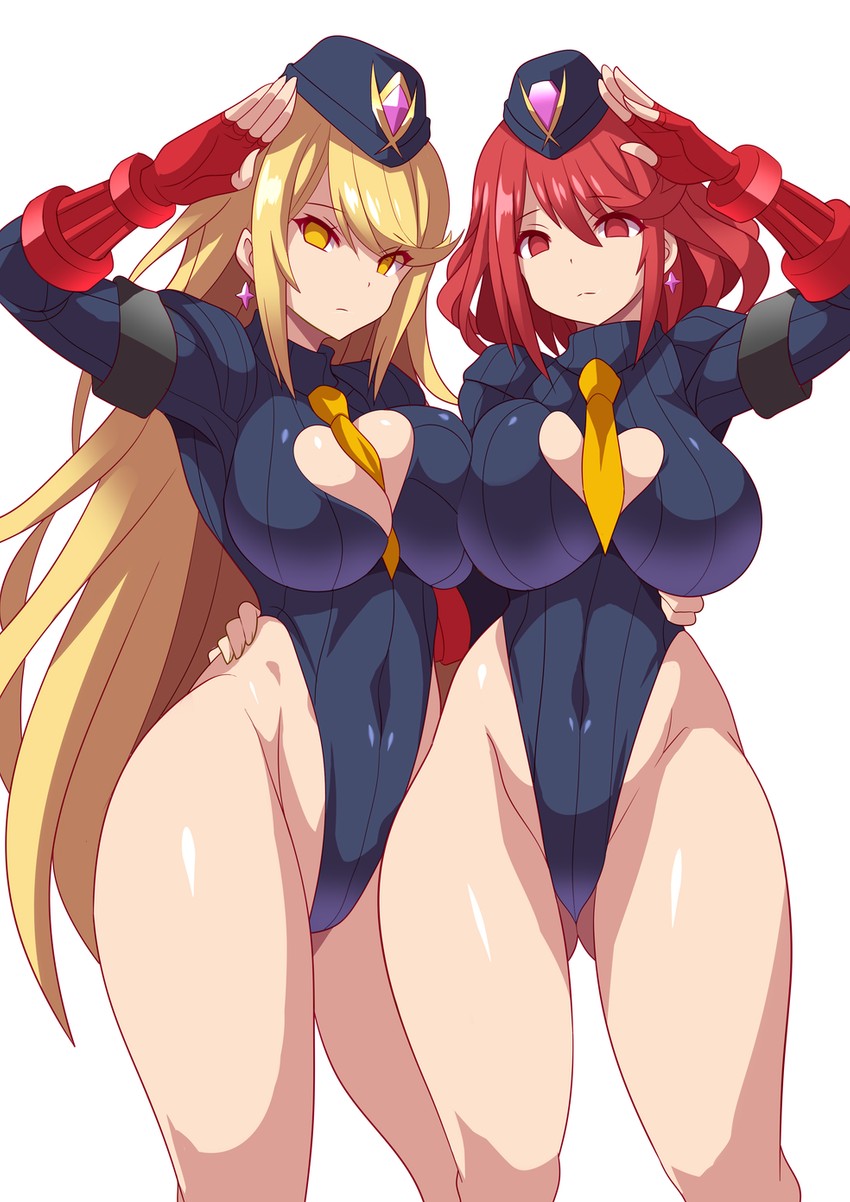pyra and mythra (street fighter and 2 more) drawn by konno_tohiro