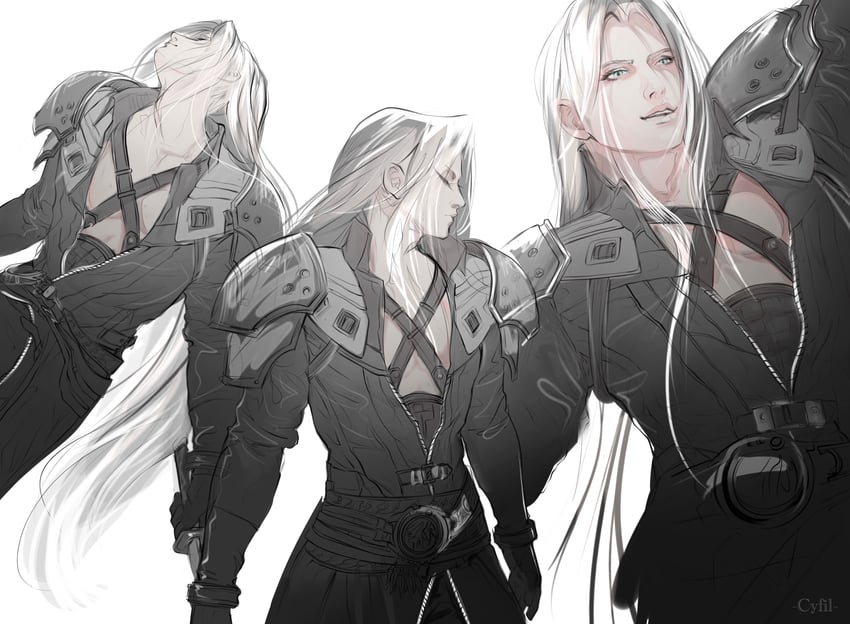 sephiroth (final fantasy and 2 more) drawn by cyfil17