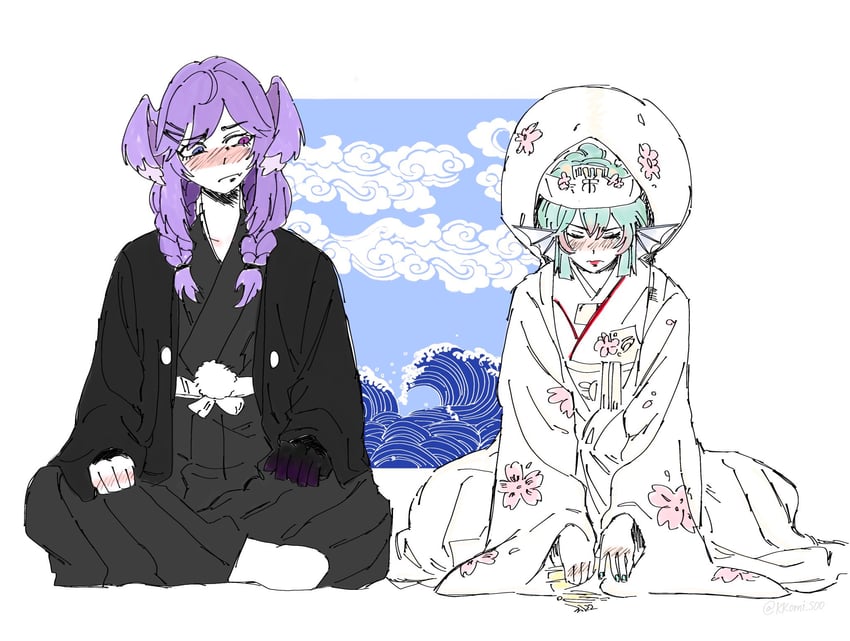 selen tatsuki and finana ryugu (nijisanji and 1 more) drawn by kkomi_soo