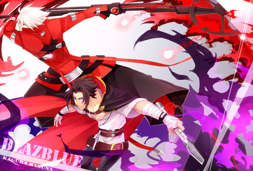 ragna the bloodedge and kagura mutsuki (blazblue) drawn by tomo_(tomorag7)