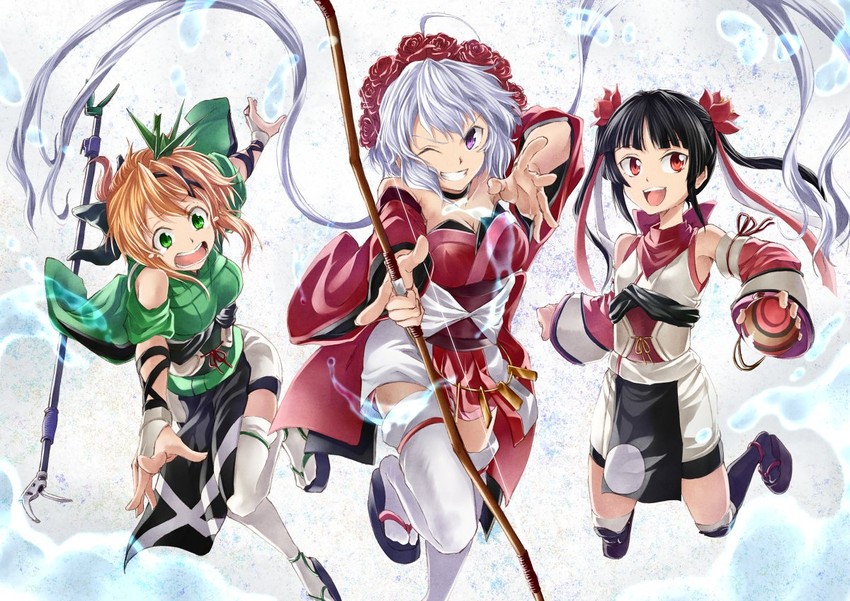 yukine chris, akatsuki kirika, and tsukuyomi shirabe (senki zesshou symphogear and 1 more) drawn by judo_fuu