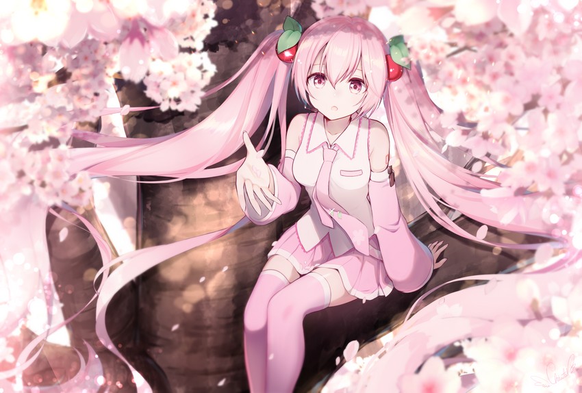 hatsune miku and sakura miku (vocaloid) drawn by chiutake_mina