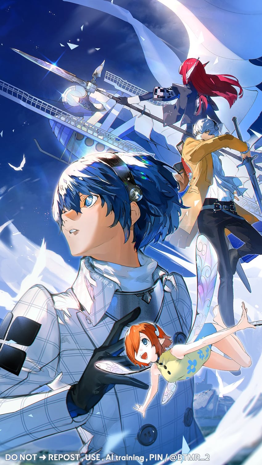 protagonist, hulkenberg, gallica, and strohl (metaphor: refantazio) drawn by btmr_game