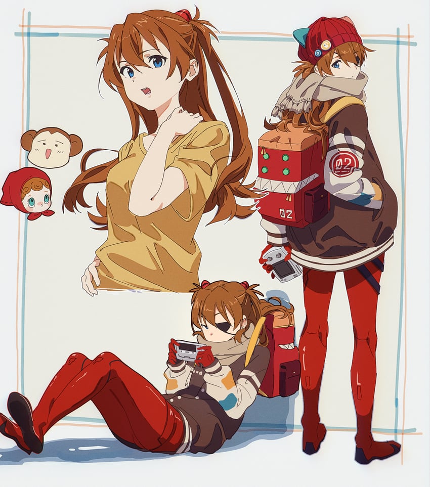 souryuu asuka langley and eva 02 (neon genesis evangelion and 2 more) drawn by hajikkoneko