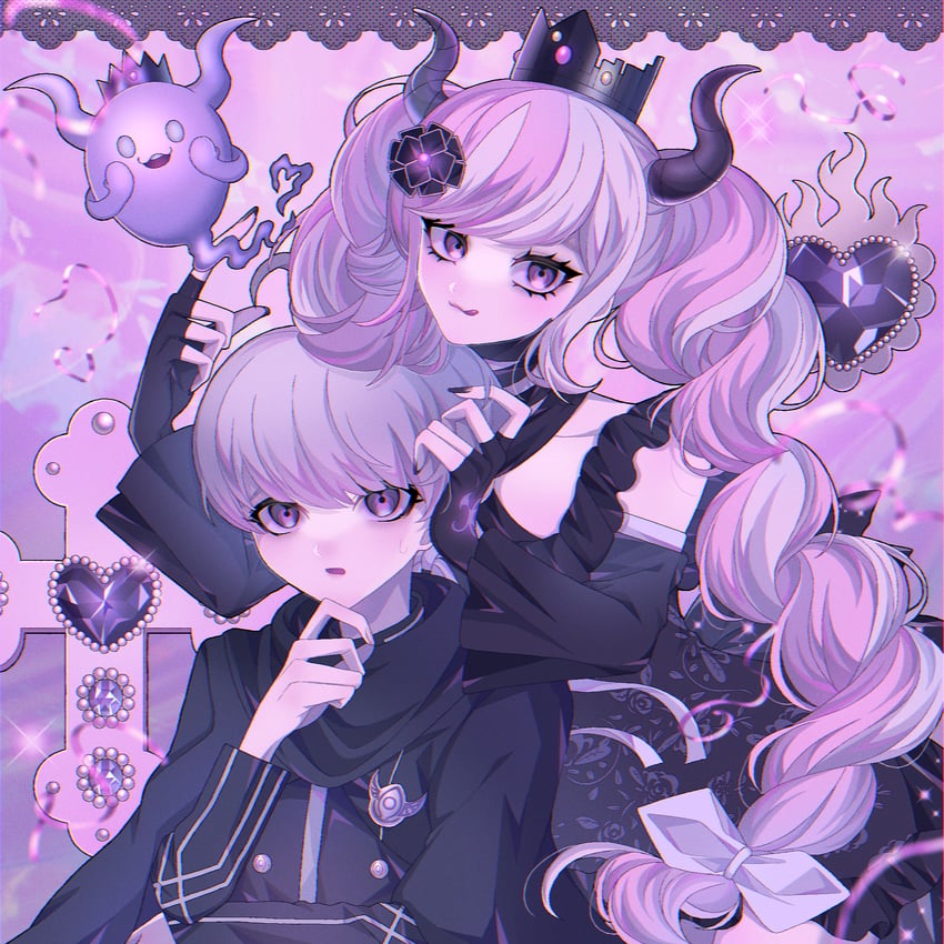 yuma kokohead and shinigami (master detective archives: rain code) drawn by extremevera