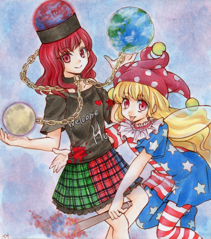 clownpiece and hecatia lapislazuli (touhou) drawn by io_(maryann_blue)
