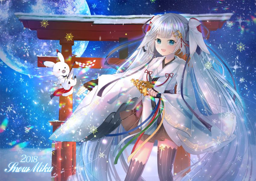 hatsune miku, yuki miku, and rabbit yukine (vocaloid) drawn by narami