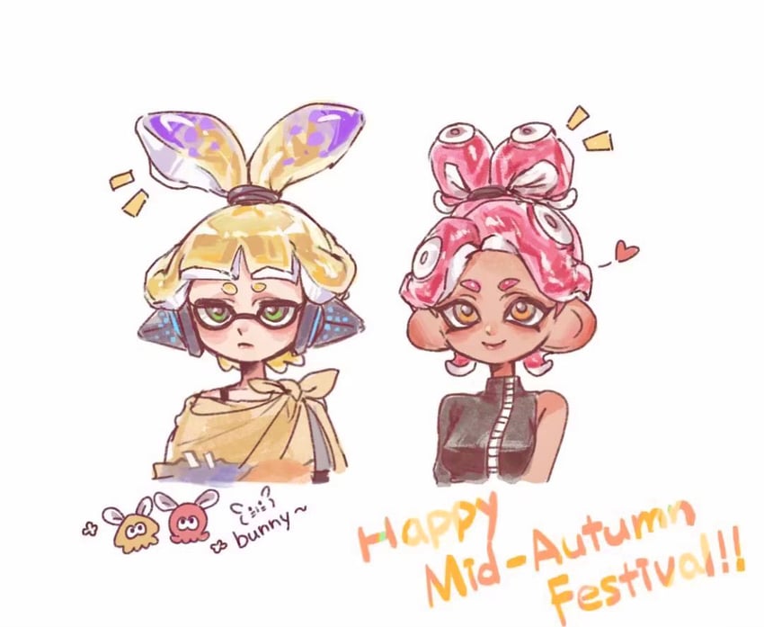 inkling player character, inkling girl, octoling player character, octoling girl, agent 8, and 2 more (splatoon and 2 more) drawn by gucandiyi52092