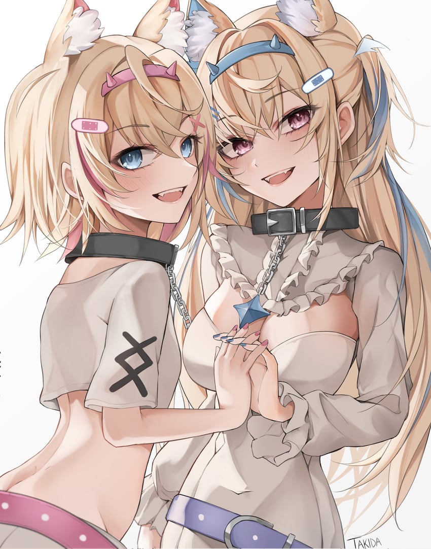 fuwawa abyssgard and mococo abyssgard (hololive and 1 more) drawn by takida_185