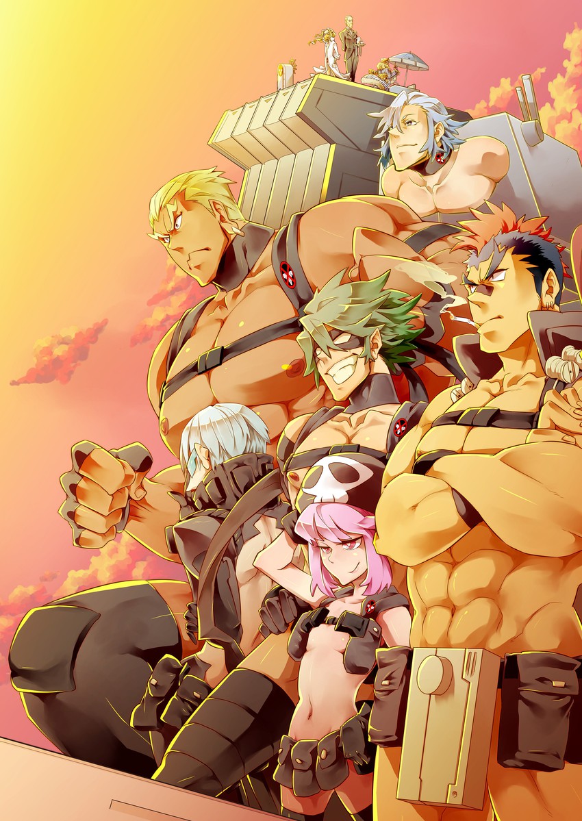 jakuzure nonon, gamagoori ira, sanageyama uzu, inumuta houka, mikisugi aikurou, and 1 more (kill la kill) drawn by koryuu_(gackter10)