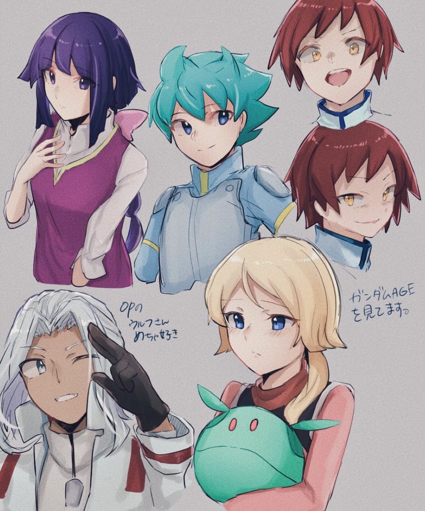 haro, yurin leciel, flit asuno, emily armond, zeheart galette, and 2 more (gundam and 1 more) drawn by hima_(hima3722_)
