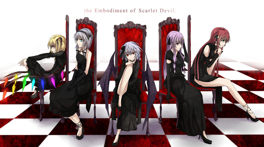 remilia scarlet, flandre scarlet, izayoi sakuya, patchouli knowledge, and hong meiling (touhou and 1 more) drawn by ram_hachimin