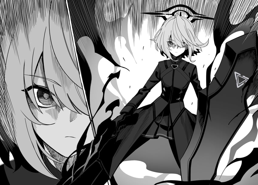 hoshino and hoshino terror (blue archive) drawn by jshnimzz