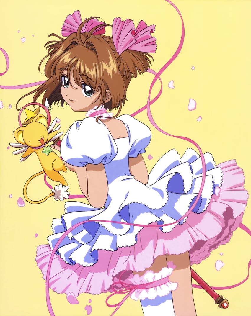 kinomoto sakura and kero (cardcaptor sakura) drawn by abe_hisashi