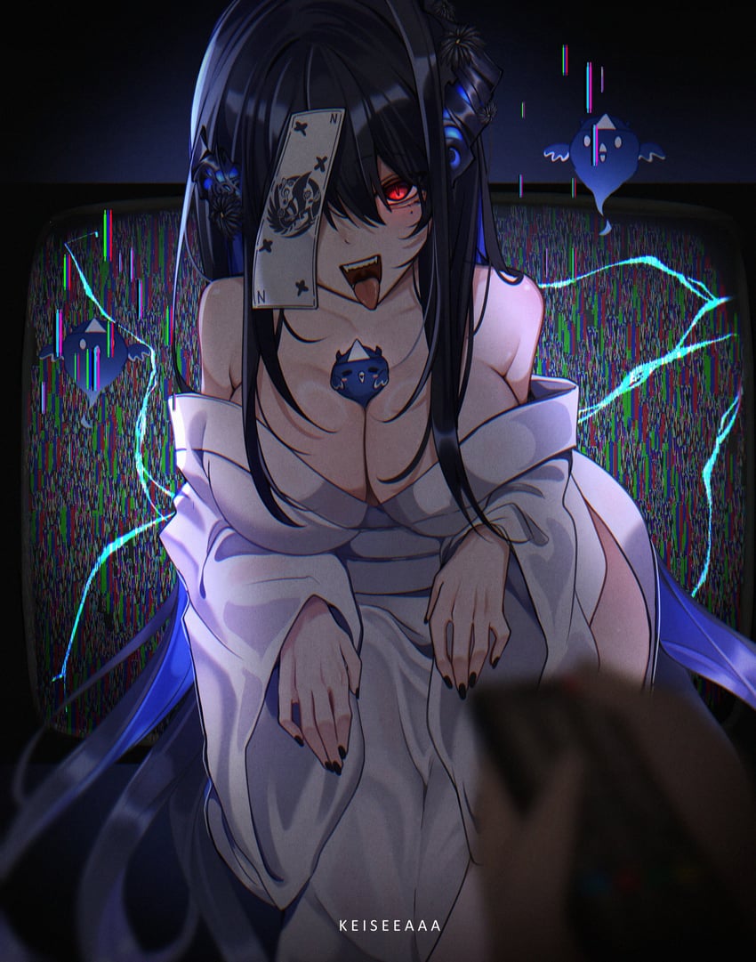 nerissa ravencroft, yamamura sadako, and jailbird (hololive and 2 more) drawn by keisea