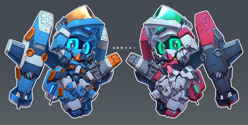 gn archer and gundam marine type (gundam and 3 more) drawn by susagane