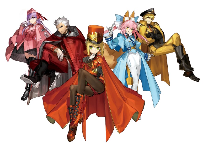 tamamo, nero claudius, gilgamesh, tamamo no mae, archer, and 1 more (fate and 2 more) drawn by wada_arco