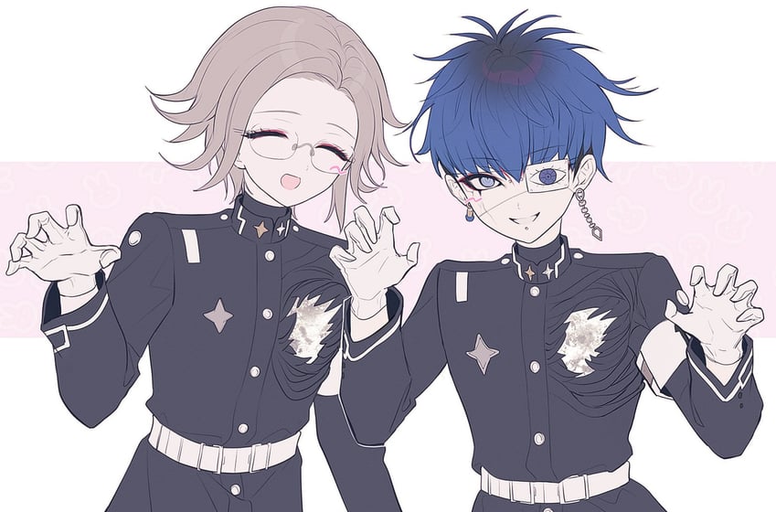 aotsuki eito and omokage yugamu (the hundred line -last defense academy-) drawn by 4ro_1011