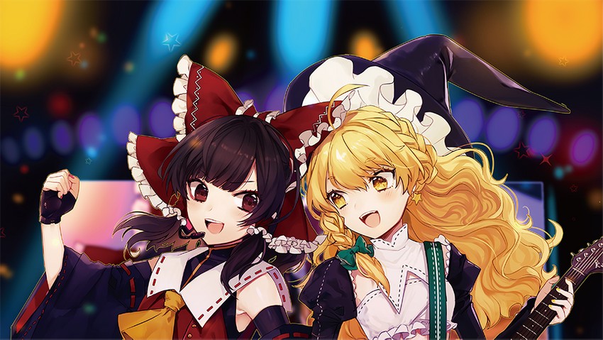 hakurei reimu and kirisame marisa (touhou) drawn by daimaou_ruaeru