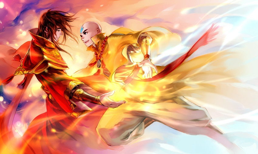 aang and zuko (avatar legends and 1 more) drawn by yoku_(liuyc)