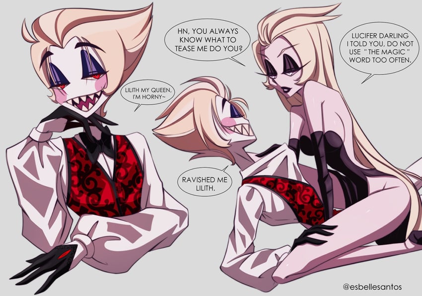 lucifer morningstar and lilith (hazbin hotel) drawn by esbellesantos