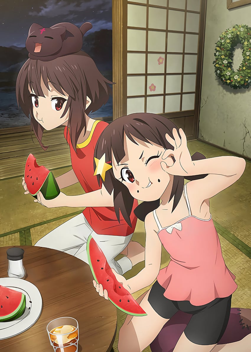megumin, chomusuke, and komekko (kono subarashii sekai ni shukufuku wo! and 1 more)