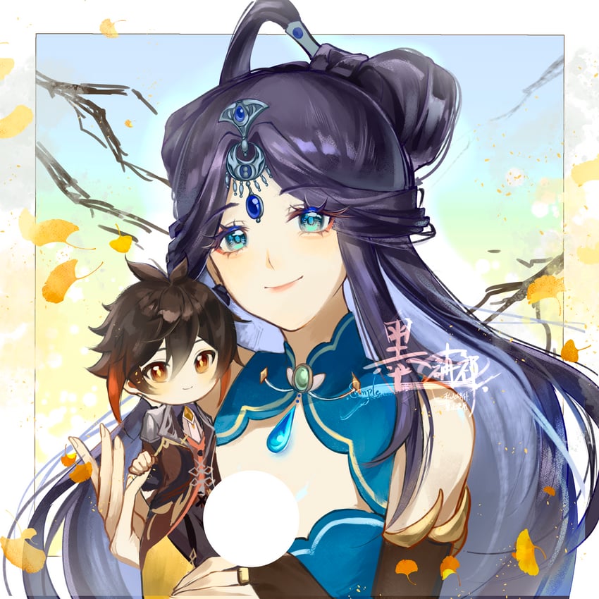 zhongli (original and 1 more) drawn by youzha_ligui