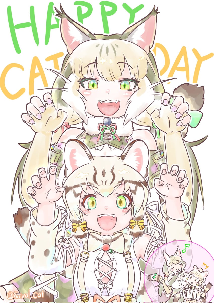 jungle cat and geoffroy's cat (kemono friends and 1 more) drawn by saival_cat