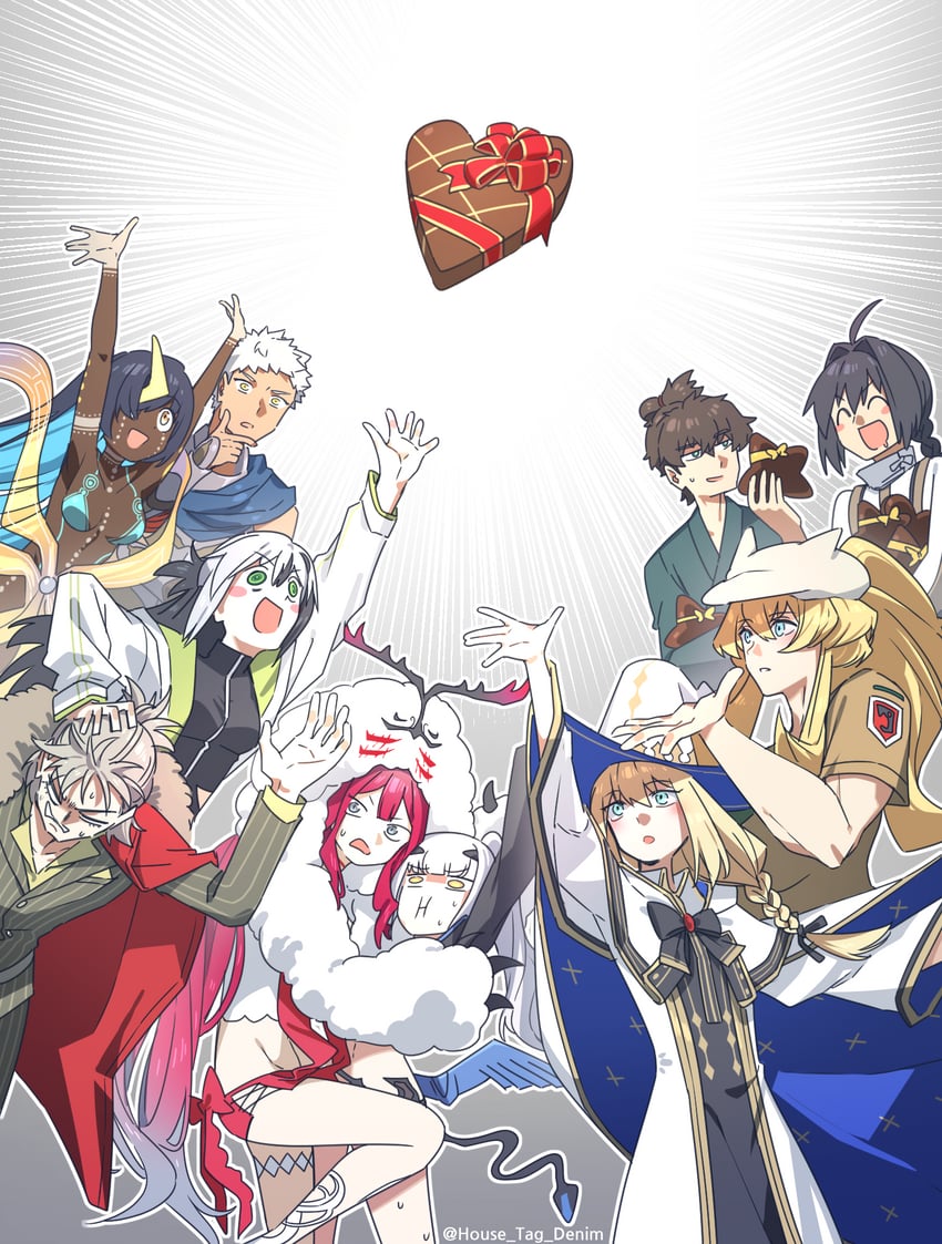 baobhan sith, melusine, barghest, yamato takeru, miyamoto iori, and 6 more (fate and 1 more) drawn by house_tag_denim