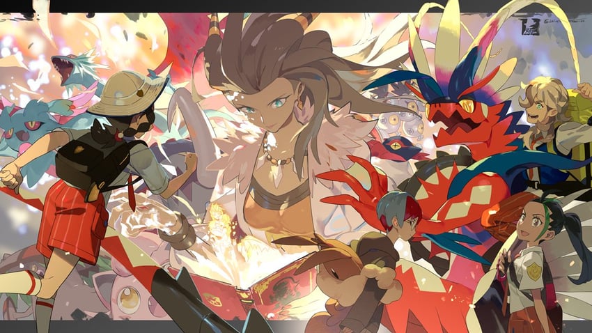 juliana, nemona, arven, penny, koraidon, and 8 more (pokemon and 1 more) drawn by e_volution