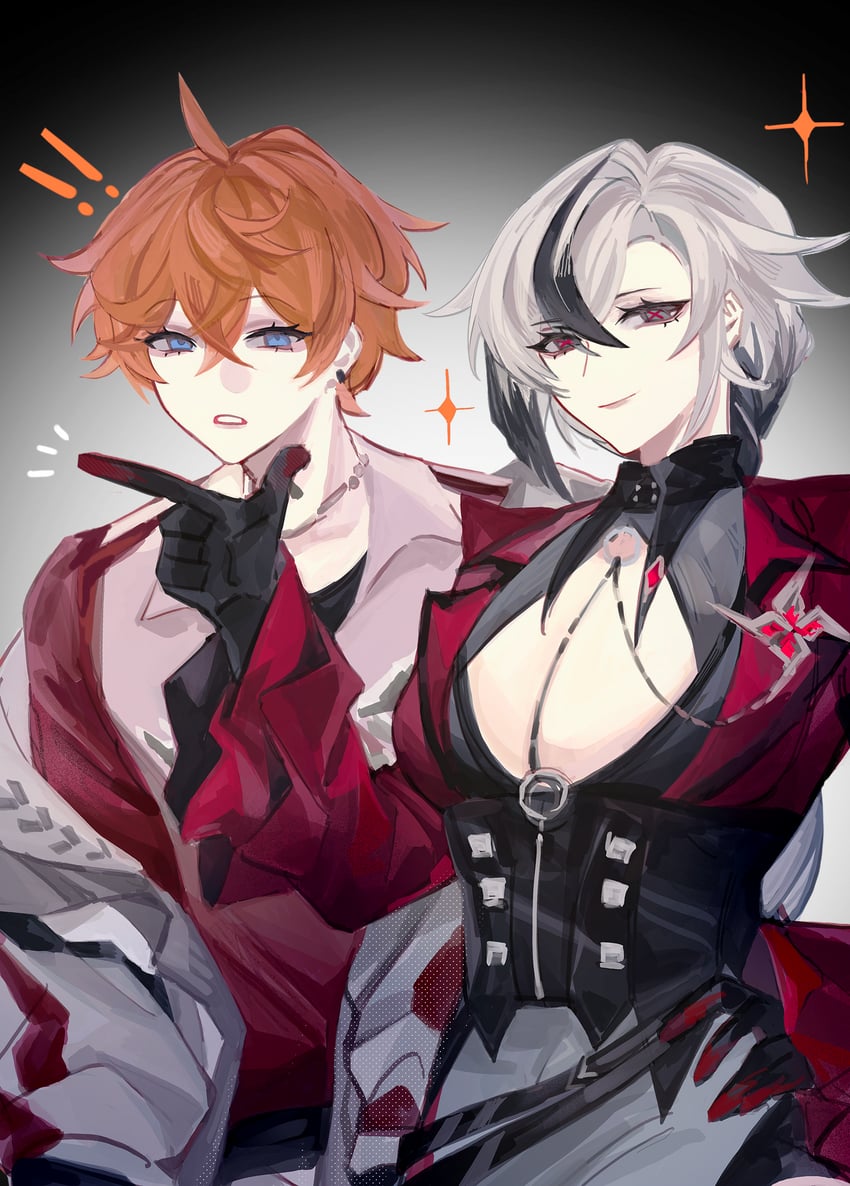 tartaglia and arlecchino (genshin impact) drawn by snowfeng236