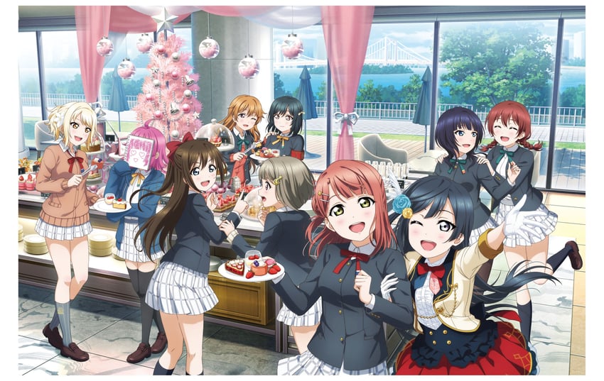 yuki setsuna, uehara ayumu, osaka shizuku, tennoji rina, nakasu kasumi, and 5 more (love live! and 1 more)