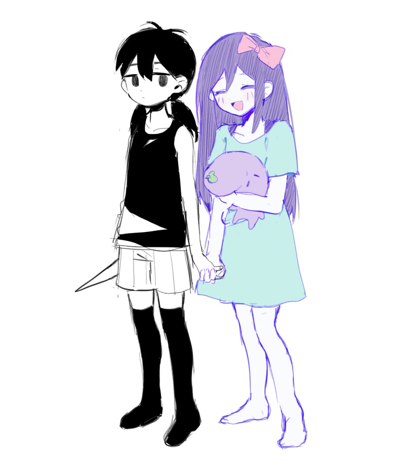 omori, aubrey, and mr. plantegg (omori) drawn by hrdrifter