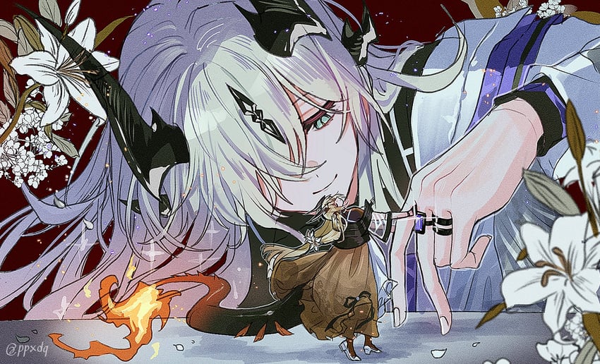 reed, reed the flame shadow, and necrass (arknights) drawn by ppxdq