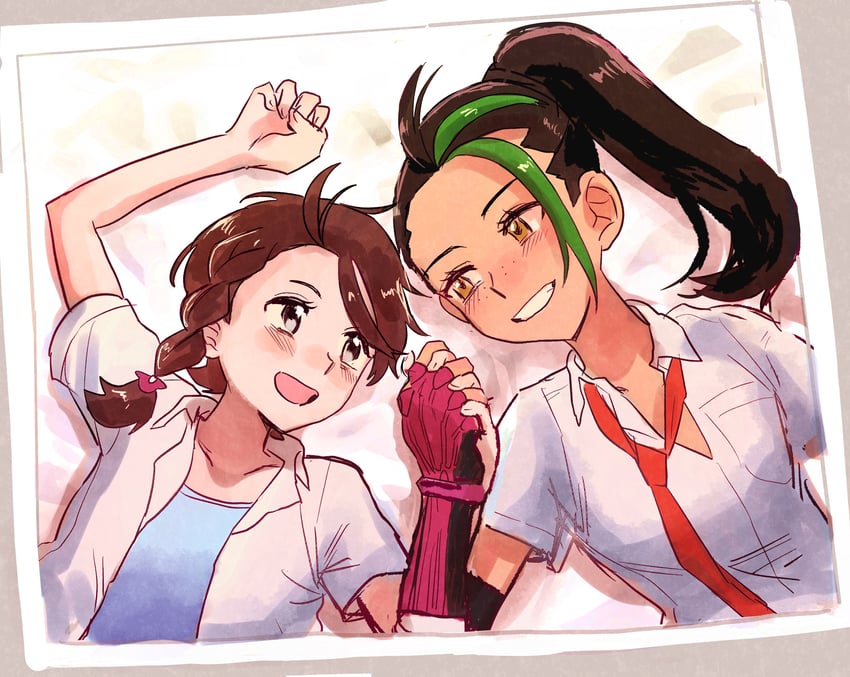 juliana and nemona (pokemon and 1 more) drawn by penguinbu