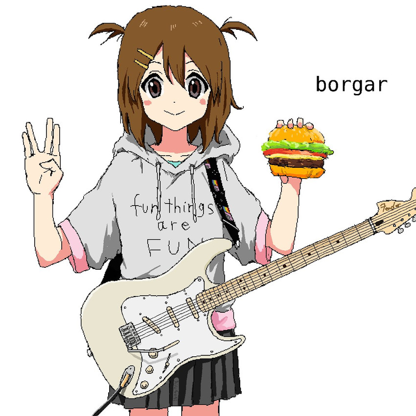 hirasawa yui and nyan cat (k-on! and 2 more) drawn by aiu404l