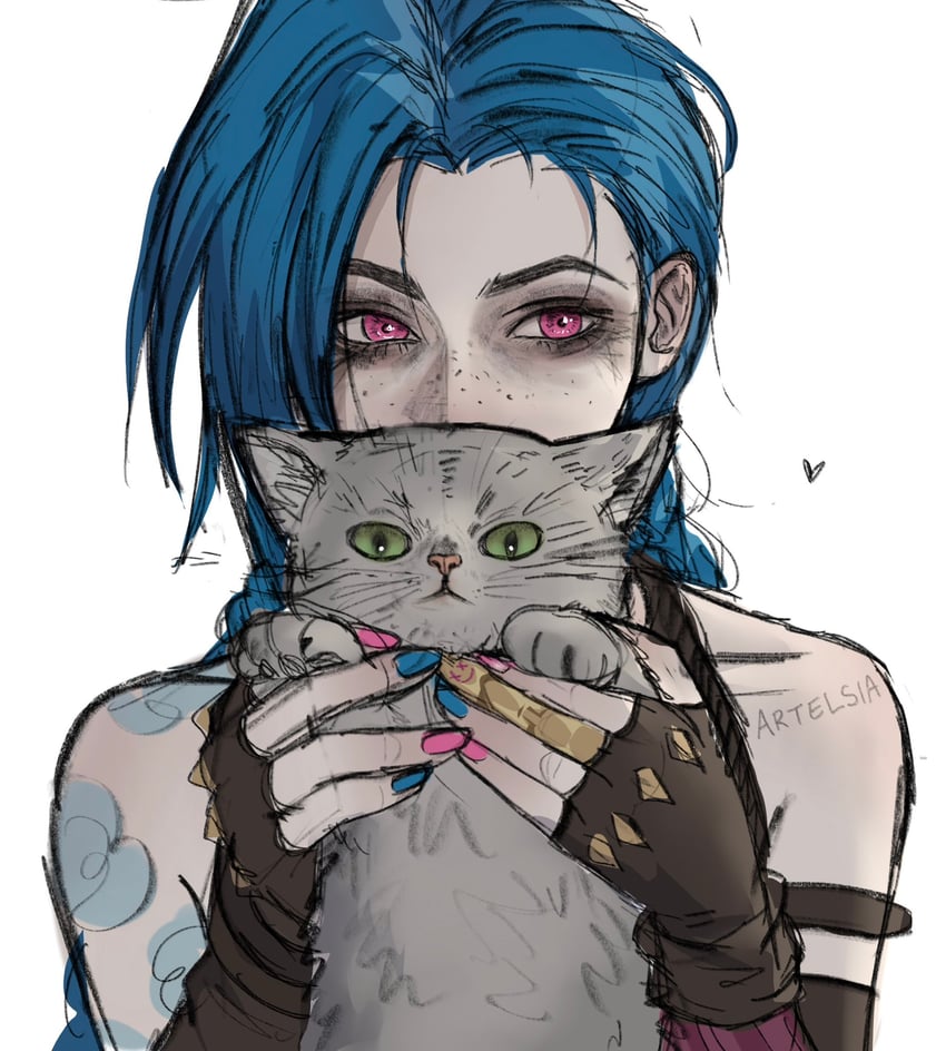 jinx and arcane jinx (league of legends and 1 more) drawn by artelsia