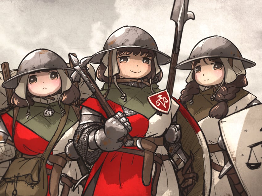 sister-at-arms, chunky sister, and front braid sister (ordo mediare sisters) drawn by ironlily