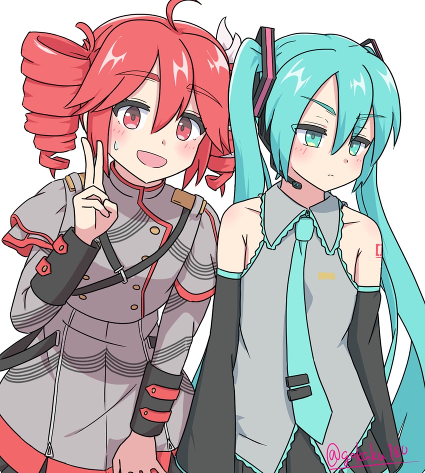 hatsune miku and kasane teto (vocaloid and 2 more) drawn by gokaku180