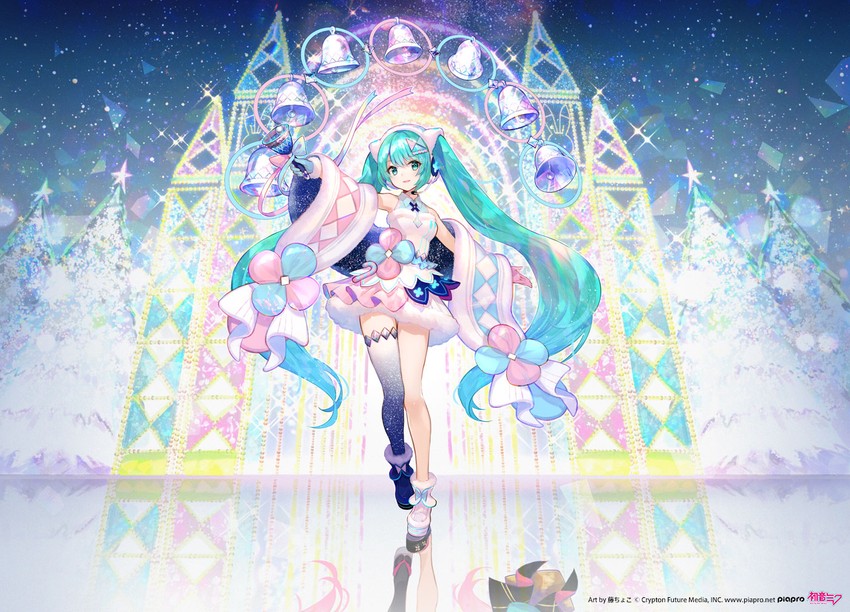 hatsune miku and magical mirai miku (vocaloid and 1 more) drawn by fuzichoco