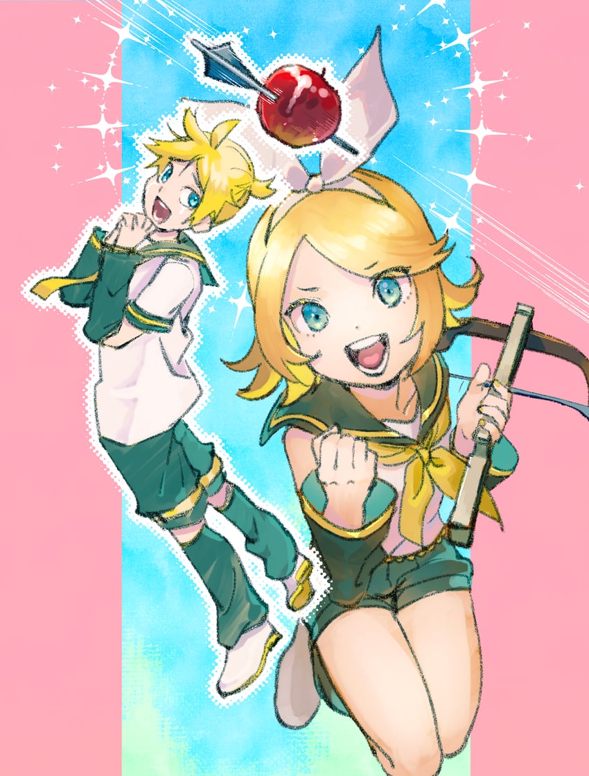kagamine rin and kagamine len (vocaloid and 1 more) drawn by naimaze_atakamo