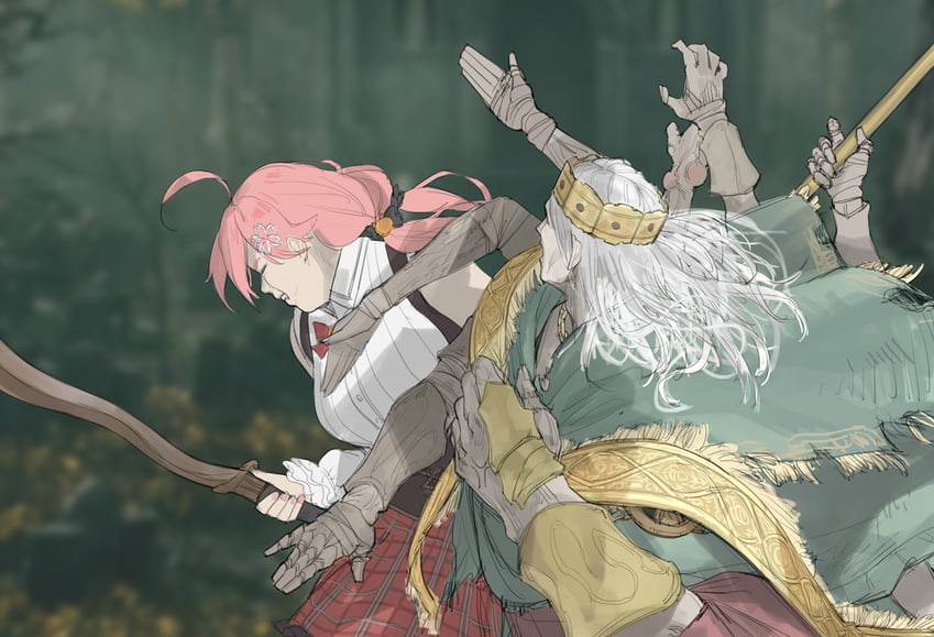 sakura miko and godrick the grafted (hololive and 1 more) drawn by sangan_35p