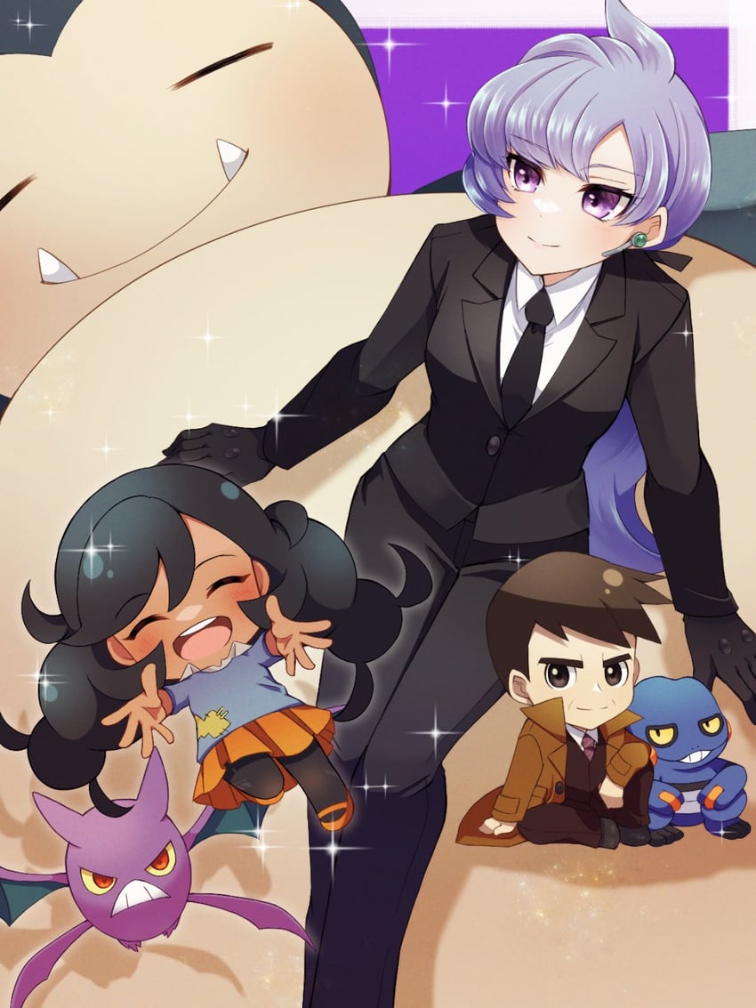snorlax, crobat, anabel, croagunk, looker, and 1 more (pokemon and 2 more) drawn by mochi_(g_mochi)
