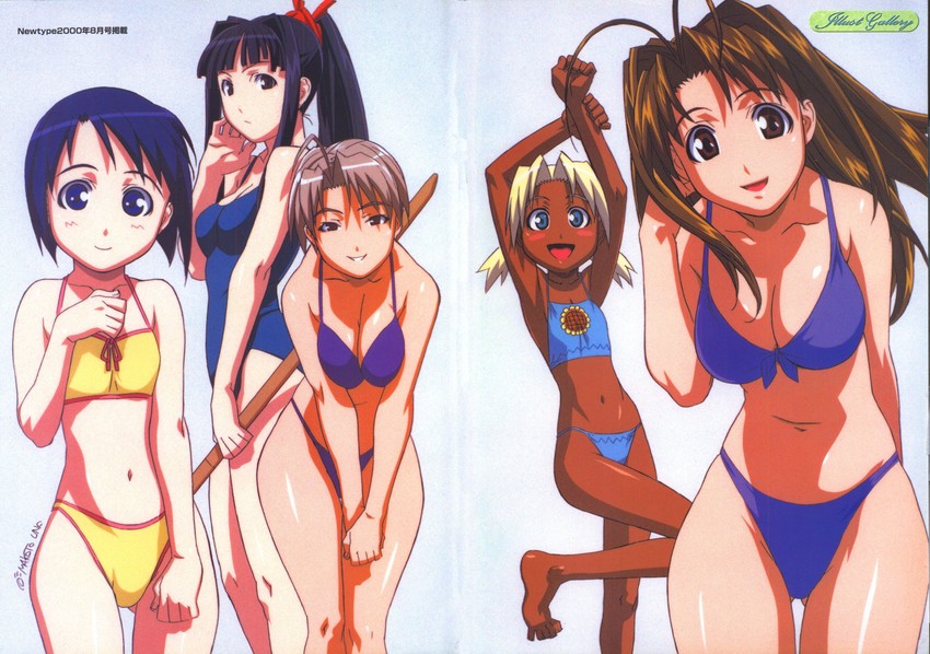 narusegawa naru, maehara shinobu, aoyama motoko, konno mitsune, and kaolla su (newtype and 1 more) drawn by uno_makoto