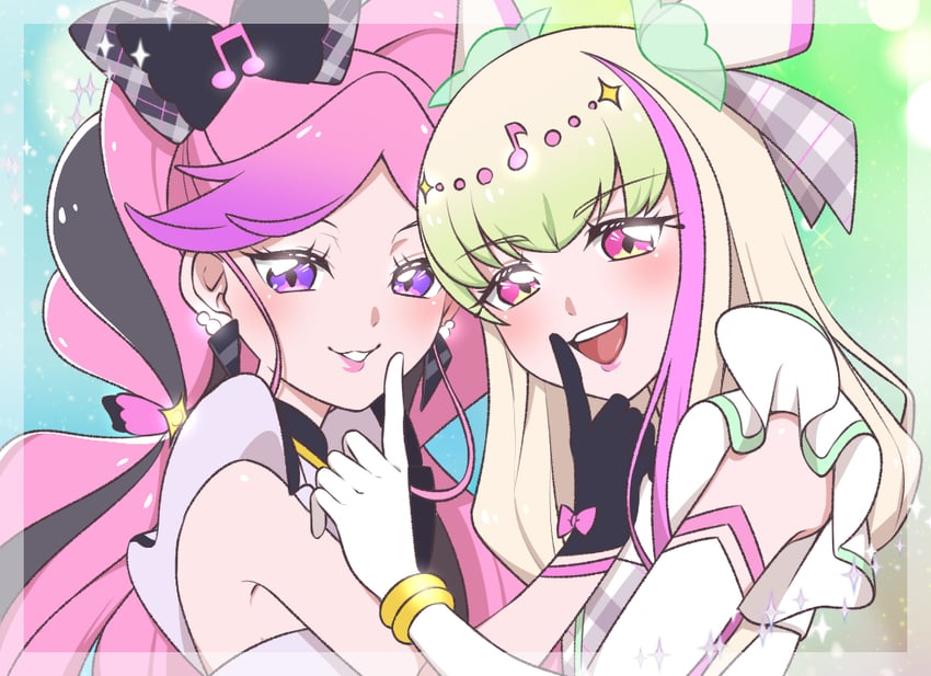 cure zukyuun and cure kiss (precure and 1 more) drawn by zura_(zrgn_zzz)
